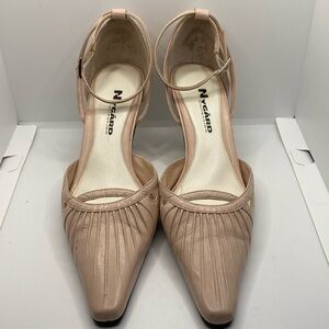 Nygard Collection Women’s Pink Leather Ankle Strap High Heels Size 7M